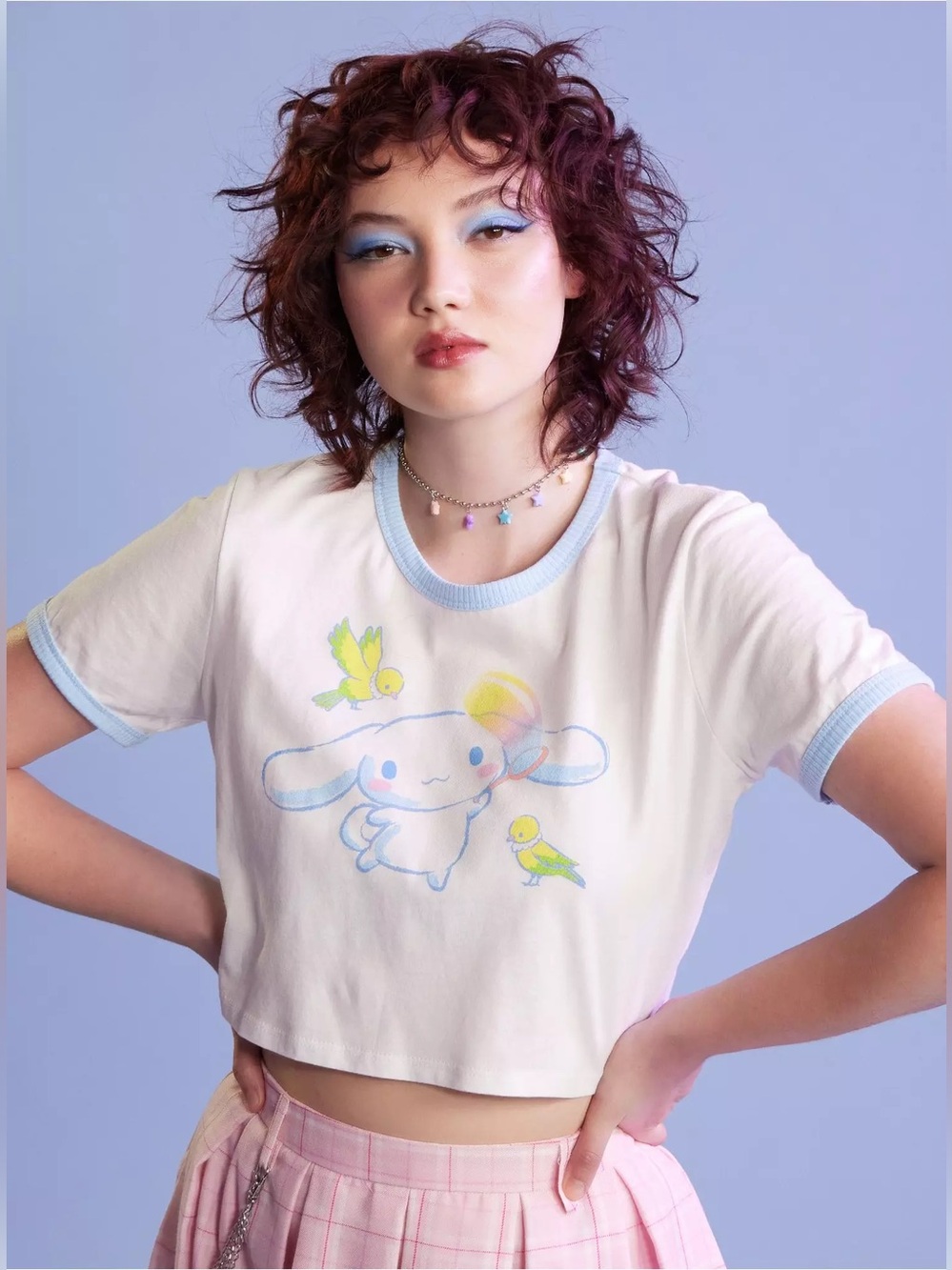 Cinnamoroll Birds Girls Crop Ringer T-Shirt